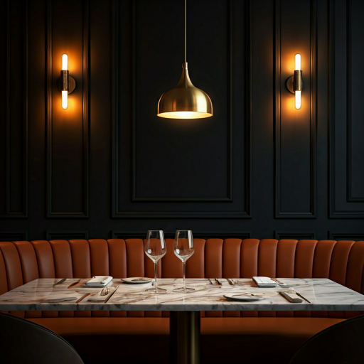 Restaurant booth set for dining at Jatara Indian Kitchen in Prosper, TX